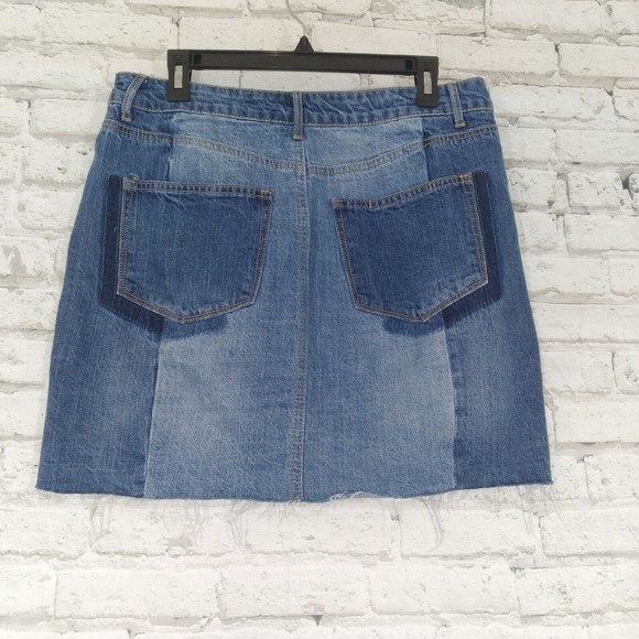 Gianni Bini Womens Skirt Size Large Becca Two Tone Jean Denim 90s Y2K - Picture 6 of 8